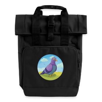 Taube Niedliche Kawaii Cartoon Clipart Tier Haustier - Rolltop Rucksack mit zwei Griffen - Schwarz - Vorne