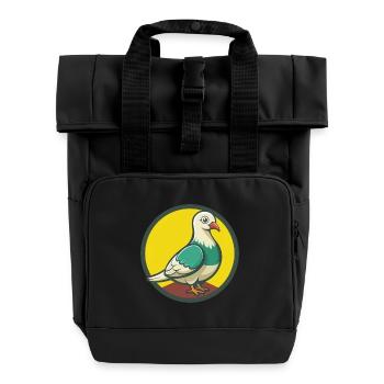 Taube Niedliche Kawaii Cartoon Clipart Haustier Tier - Rolltop Rucksack mit zwei Griffen - Schwarz - Vorne