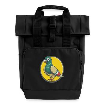 Taube Niedliche Kawaii Cartoon Clipart Haustier Tier - Rolltop Rucksack mit zwei Griffen - Schwarz - Vorne