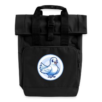 Taube Blau Kawaii Cartoon Figur Clipart Haustier - Rolltop Rucksack mit zwei Griffen - Schwarz - Vorne