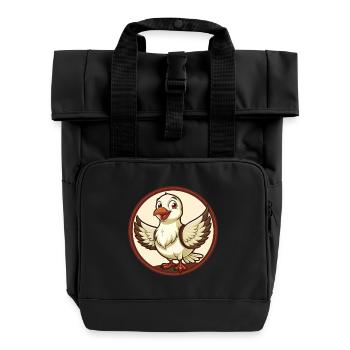 Taube Bunt Kawaii Cartoon Figur Clipart Haustier - Rolltop Rucksack mit zwei Griffen - Schwarz - Vorne