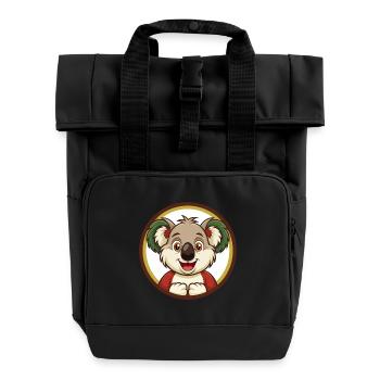 Koala Bunte Kawaii Cartoon Figur Clipart - Rolltop Rucksack mit zwei Griffen - Schwarz - Vorne