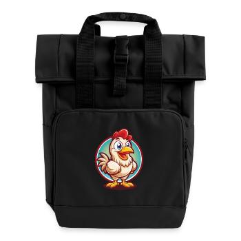Huhn Lustig Kawaii Cartoon Clipart Tier Haustier - Rolltop Rucksack mit zwei Griffen - Schwarz - Vorne