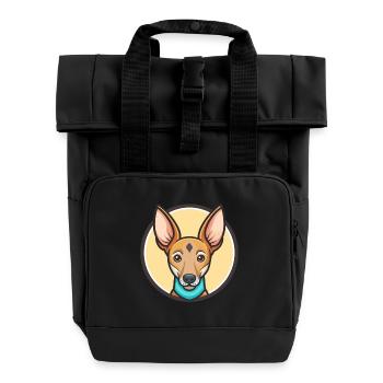 Cirneco Dell Etna Hunderasse Cartoon Kawaii Clipart - Rolltop Rucksack mit zwei Griffen - Schwarz - Vorne