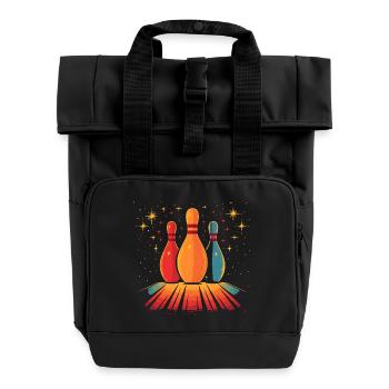 Bowling Retro - Rolltop Rucksack mit zwei Griffen - Schwarz - Vorne