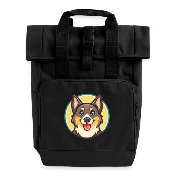Lapponischer Schäferhund Hunderasse Karikatur Kawaii - Rolltop Rucksack mit zwei Griffen - Schwarz - Vorne