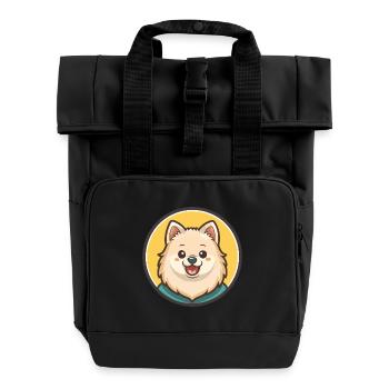 Spitz japonais chien race dessin animé Kawaii Clipart - Sac à dos Roll Top à deux anses - noir - Devant