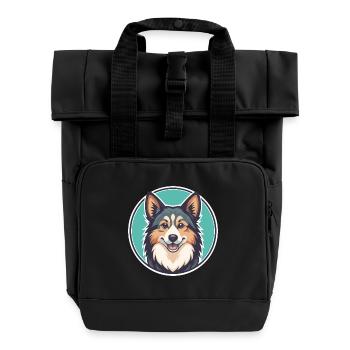 Isländischer Schäferhund Hunderasse Karikatur Kawaii - Rolltop Rucksack mit zwei Griffen - Schwarz - Vorne