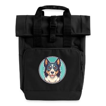 Nordamerikanischer Schäferhund Rasse Karikatur Kawaii - Rolltop Rucksack mit zwei Griffen - Schwarz - Vorne