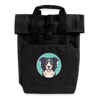 Picardie Schäferhund Hund Rasse Cartoon Kawaii Clipart - Rolltop Rucksack mit zwei Griffen - Schwarz - Vorne