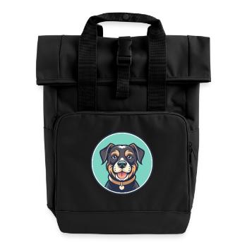 Tyroler Bracke Hunderasse Cartoon Kawaii Clipart - Rolltop Rucksack mit zwei Griffen - Schwarz - Vorne