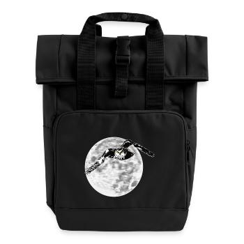 Eule vor Mond - Rolltop Rucksack mit zwei Griffen - Schwarz - Vorne