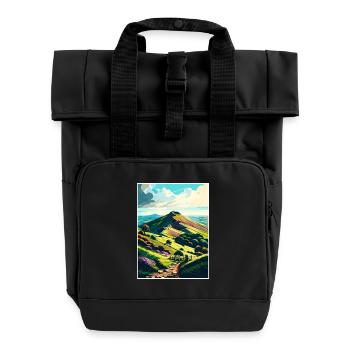 Malvern Hills Aonb Reise Poster Postkarte Malerei - Rolltop Rucksack mit zwei Griffen - Schwarz - Vorne