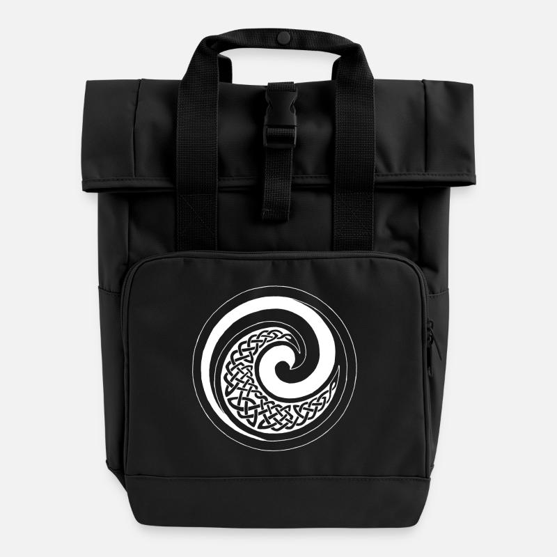 Vague de l'océan blanc - Sac à dos Roll Top à deux anses - noir