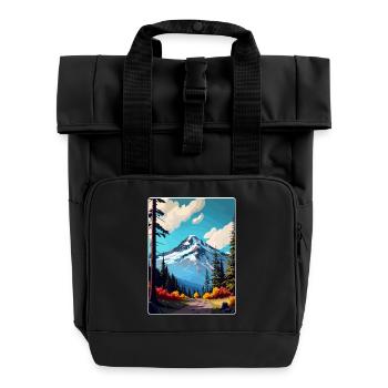 Mount Hood National Forest Reiseposter Souvenir - Rolltop Rucksack mit zwei Griffen - Schwarz - Vorne