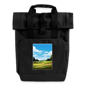 Shinnecock Hills Golfplatz Reise Posterkarte - Rolltop Rucksack mit zwei Griffen - Schwarz - Vorne