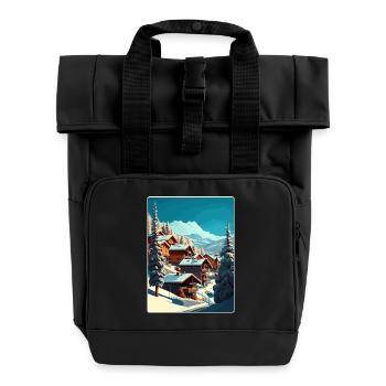 Val Thorens Ski Voyage Poster Peinture Souvenir WPA - Sac à dos Roll Top à deux anses - noir - Devant