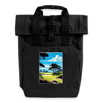 Spyglass Hill Golfplatz Reiseposter Souvenir - Rolltop Rucksack mit zwei Griffen - Schwarz - Vorne