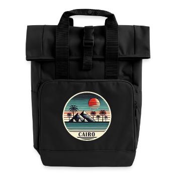 Le Caire, Égypte, Pyramides, Désert - Sac à dos Roll Top à deux anses - noir - Devant