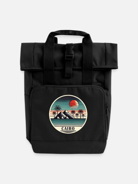 Kairo Ägypten Pyramiden Wüste - Rolltop Rucksack mit zwei Griffen - Schwarz