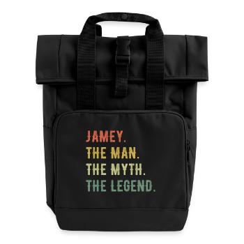 James Jamey First name Short form Man Myth Legend - Roll Top Backpack with Two Handles - black - Front