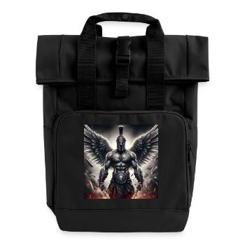 SPARTAN - WARRIOR WITH HELMET - ARMOR - WINGS - Roll Top Backpack with Two Handles - black - Front
