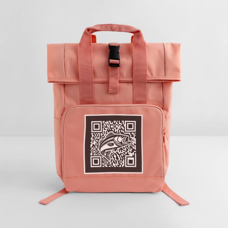 Barsch QR Code Design Rolltop Rucksack mit zwei Griffen
