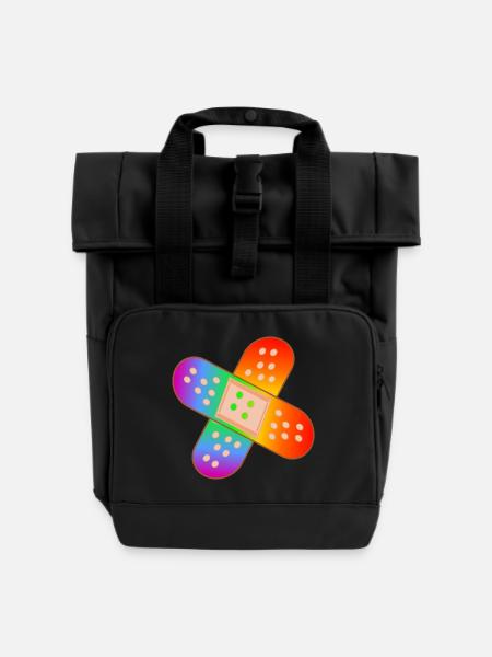 REGENBOGEN PFLASTER - Rolltop Rucksack mit zwei Griffen - Schwarz