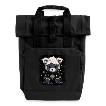 Ours en peluche Emo mignon - Sac à dos Roll Top à deux anses - noir - Devant