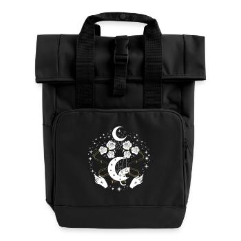Moonlit Harp Ornaments - Roll Top Backpack with Two Handles - black - Front
