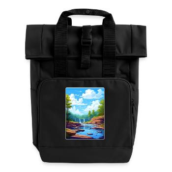 Cuyahoga Valley Nationalpark Reiseposterkarte - Rolltop Rucksack mit zwei Griffen - Schwarz - Vorne