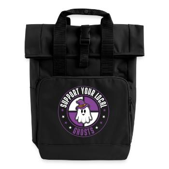 Ghosts - Roll Top Backpack with Two Handles - black - Front