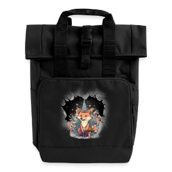 mystical fox foxes fairy tale fairy tale character child - Roll Top Backpack with Two Handles - black - Front