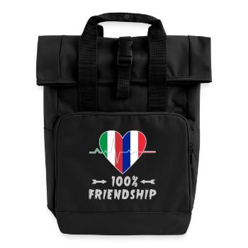 Italy and France 100% friendship - Roll Top Backpack with Two Handles - black - Front