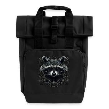 Waschbär - Rolltop Rucksack mit zwei Griffen - Schwarz - Vorne