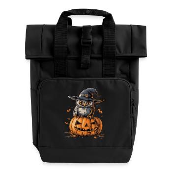 Lustige Halloween Eule - Rolltop Rucksack mit zwei Griffen - Schwarz - Vorne