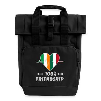Ireland and Italy 100% friendship - Roll Top Backpack with Two Handles - black - Front