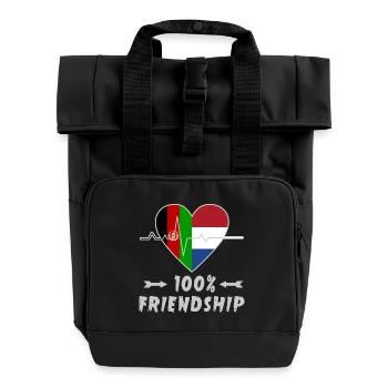 Afghanistan and the Netherlands 100% friendship - Roll Top Backpack with Two Handles - black - Front
