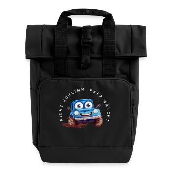 Nicht schlimm, Papa wäscht (Car) - Rolltop Rucksack mit zwei Griffen - Schwarz - Vorne