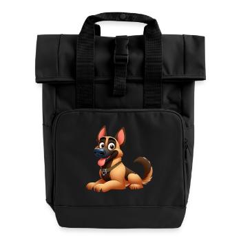 German Shepherd 9 - Roll Top Backpack with Two Handles - black - Front