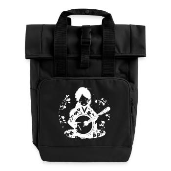 Banjo Player Drawing - Roll Top Backpack with Two Handles - black - Front