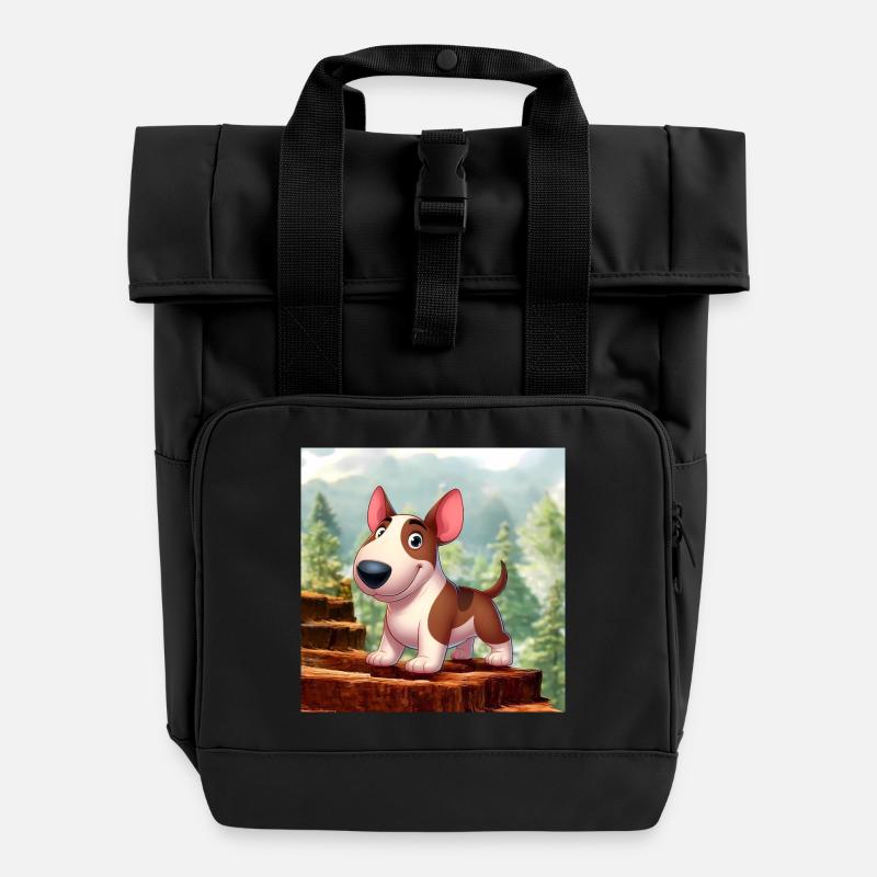 Bullterrier 2 - Rolltop Rucksack mit zwei Griffen - Schwarz