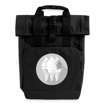 cream waffles - Roll Top Backpack with Two Handles - black - Front