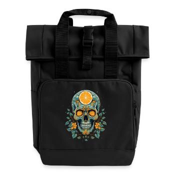 Skull and crossbones with lemon - Roll Top Backpack with Two Handles - black - Front