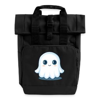 Cute Ghost - Roll Top Backpack with Two Handles - black - Front