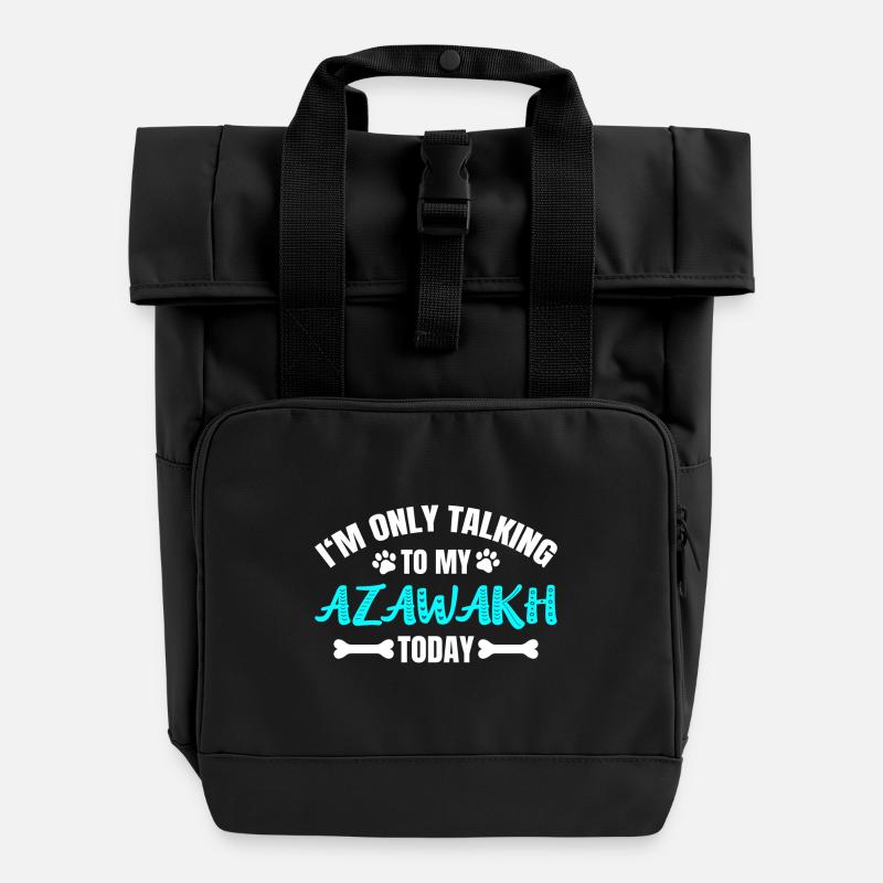 Azawakh Owner Owner - Roll Top Backpack with Two Handles - black
