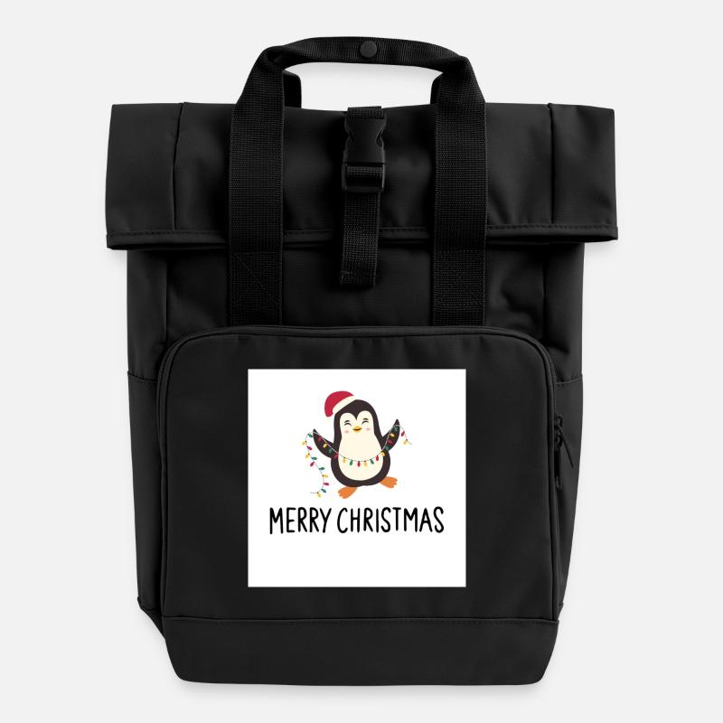 Noël - Sac à dos Roll Top à deux anses - noir