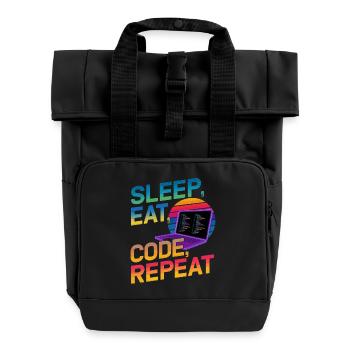 Sleep Eat Code Repeat Geschenk für Coder - Rolltop Rucksack mit zwei Griffen - Schwarz - Vorne