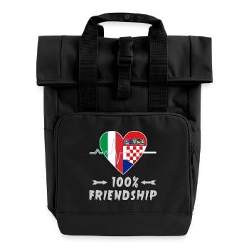 Italy and Croatia 100% friendship - Roll Top Backpack with Two Handles - black - Front