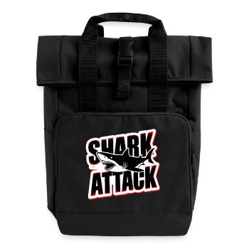 Shark Shark Attack Sea Lover - Roll Top Backpack with Two Handles - black - Front